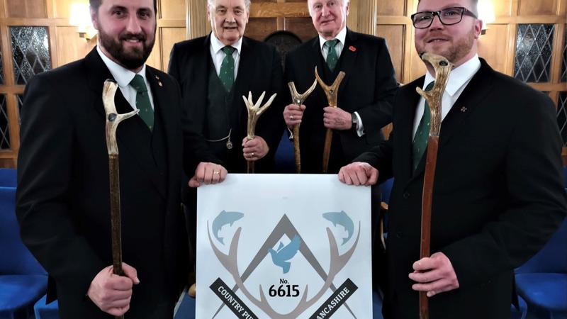 left to right: W Bro Clive Eden (Communications Officer Devonshire), Kevin Mitchell (Foodbank Manager), Richard Blight (Foodbank Volunteer), W Bro Andy Vodden (Assistant Provincial Grand Master Devonshire)